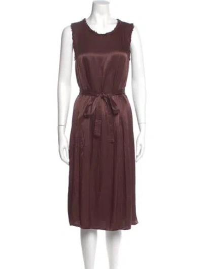 Pre-owned Raquel Allegra Scoop Neck Midi Length Dress In Brown