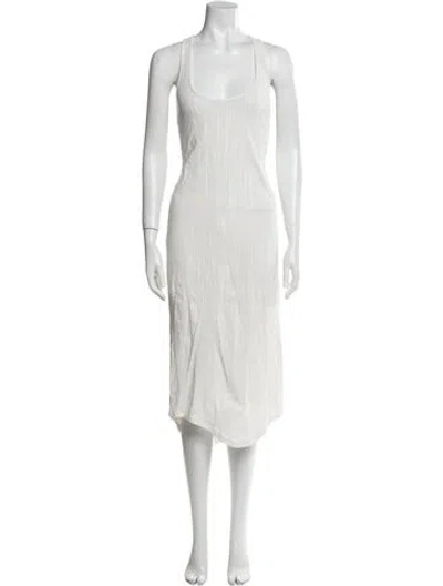 Pre-owned Raquel Allegra Scoop Neck Midi Length Dress In Neutral