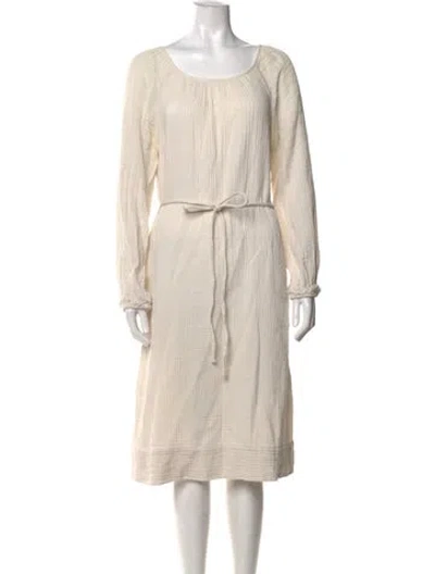 Pre-owned Raquel Allegra Scoop Neck Midi Length Dress In Neutrals