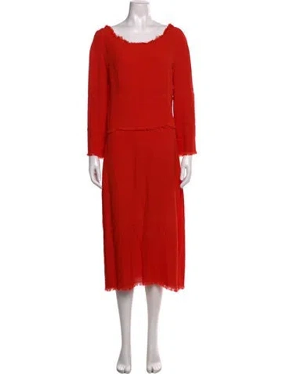Pre-owned Raquel Allegra Scoop Neck Midi Length Dress In Orange