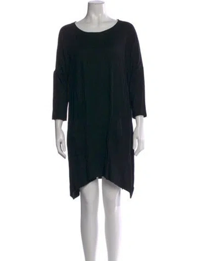 Pre-owned Raquel Allegra Scoop Neck Mini Dress In Black