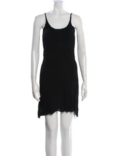 Pre-owned Raquel Allegra Scoop Neck Mini Dress In Black
