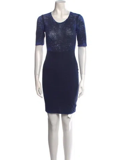 Pre-owned Raquel Allegra Scoop Neck Mini Dress In Blue