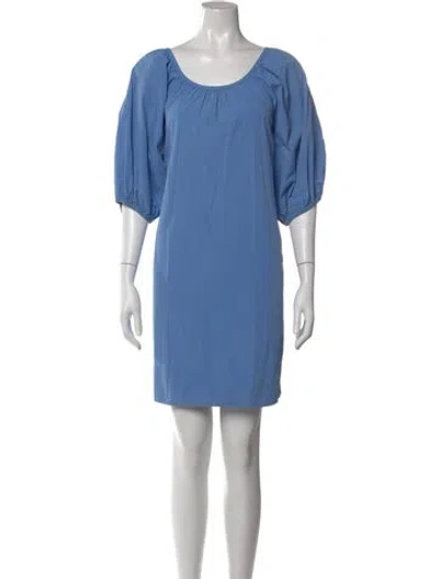 Pre-owned Raquel Allegra Scoop Neck Mini Dress In Blue