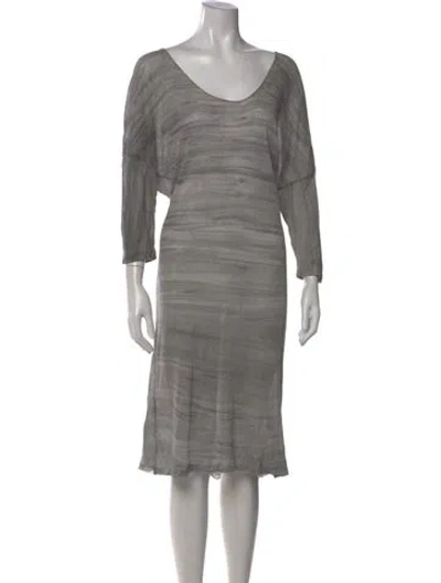 Pre-owned Raquel Allegra Scoop Neck Mini Dress In Gray