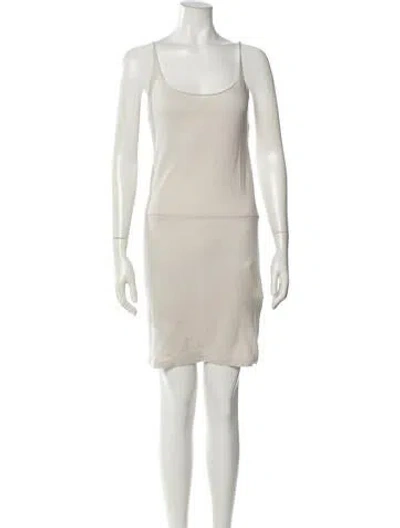 Pre-owned Raquel Allegra Scoop Neck Mini Dress In Neutral