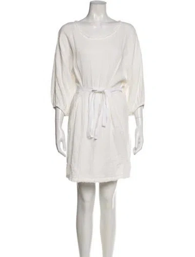 Pre-owned Raquel Allegra Scoop Neck Mini Dress In White