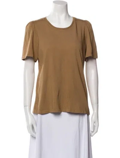 Pre-owned Raquel Allegra Scoop Neck Short Sleeve T-shirt In Brown