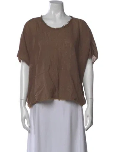 Pre-owned Raquel Allegra Scoop Neck Short Sleeve T-shirt In Brown