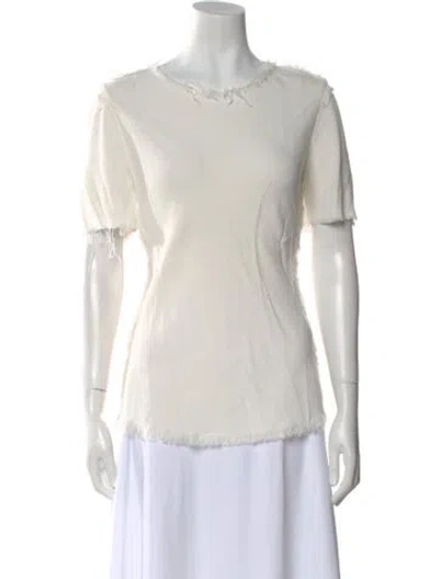 Pre-owned Raquel Allegra Scoop Neck Short Sleeve T-shirt In White