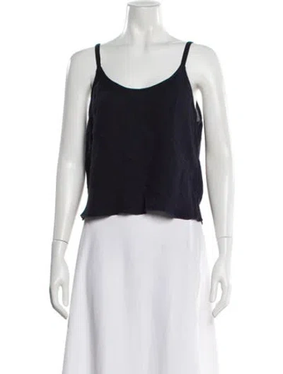 Pre-owned Raquel Allegra Scoop Neck Sleeveless Top In Blue