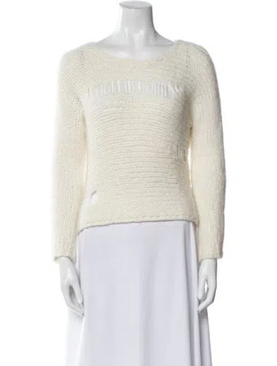 Pre-owned Raquel Allegra Scoop Neck Sweater In Neutral
