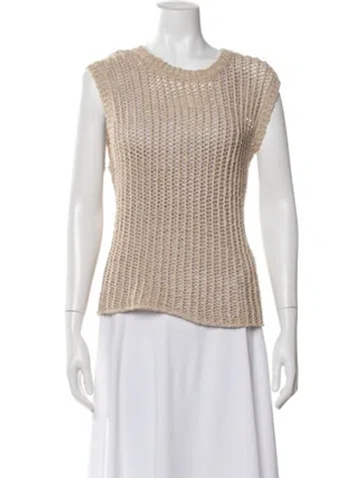 Pre-owned Raquel Allegra Scoop Neck Sweater In Neutral