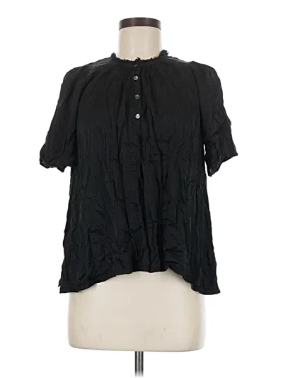 Pre-owned Raquel Allegra Short Sleeve Blouse In Black