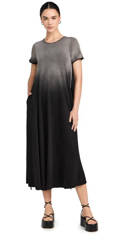 Raquel Allegra Short Sleeve Drama Maxi Dress Faded Black