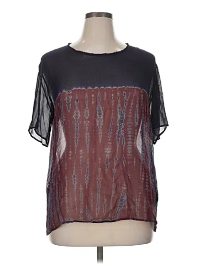 Pre-owned Raquel Allegra Short Sleeve Silk Top Black Keyhole Neckline Tops
