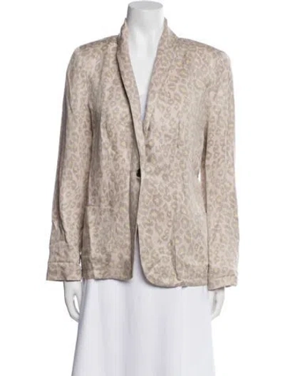 Pre-owned Raquel Allegra Silk Animal Print Evening Jacket In Neutral