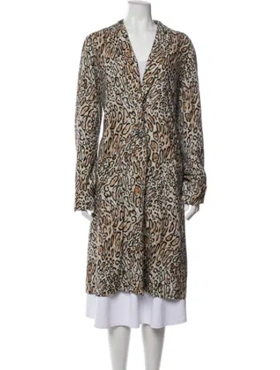 Pre-owned Raquel Allegra Silk Animal Print Jacket In Brown