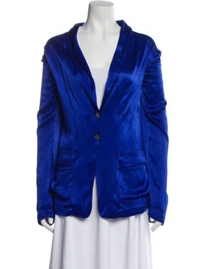 Pre-owned Raquel Allegra Silk Blazer In Blue