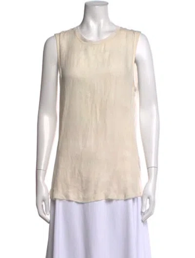 Pre-owned Raquel Allegra Silk Crew Neck Top In Neutrals