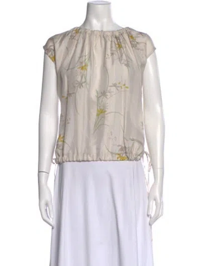 Pre-owned Raquel Allegra Silk Floral Print Blouse In Multi