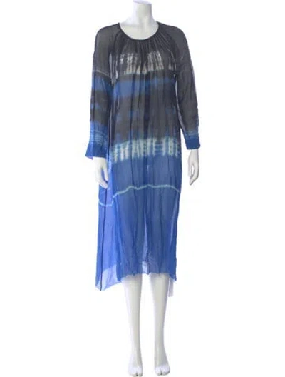 Pre-owned Raquel Allegra Silk Knee-length Dress In Blue