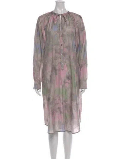 Pre-owned Raquel Allegra Silk Knee-length Dress In Gray