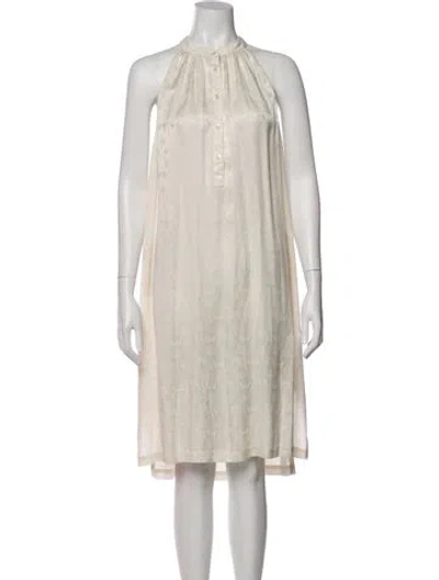 Pre-owned Raquel Allegra Silk Knee-length Dress In Neutral