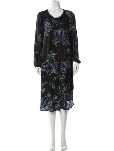 Pre-owned Raquel Allegra Silk Long Dress In Black