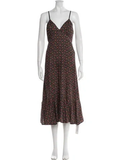 Pre-owned Raquel Allegra Silk Long Dress In Black