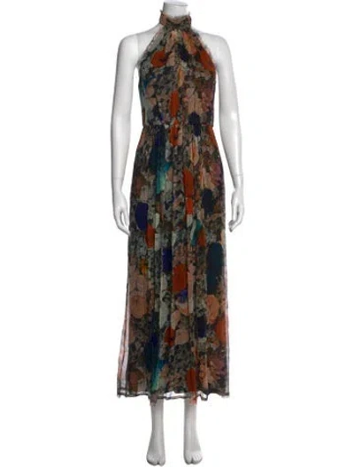 Pre-owned Raquel Allegra Silk Long Dress In Black