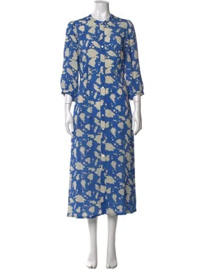 Pre-owned Raquel Allegra Silk Long Dress In Blue