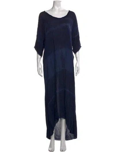 Pre-owned Raquel Allegra Silk Long Dress In Blue