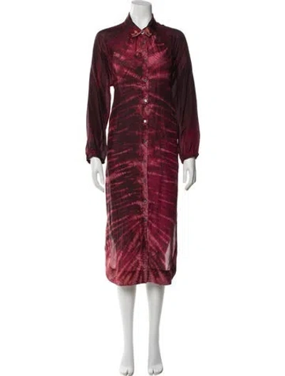 Pre-owned Raquel Allegra Silk Long Dress In Burgundy