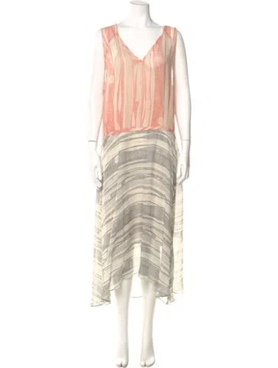 Pre-owned Raquel Allegra Silk Long Dress In Gray