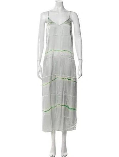 Pre-owned Raquel Allegra Silk Long Dress In Gray