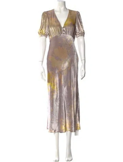 Pre-owned Raquel Allegra Silk Long Dress In Multi