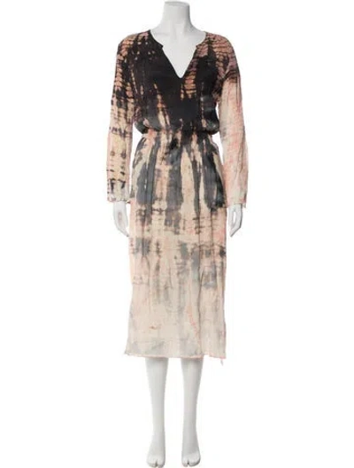 Pre-owned Raquel Allegra Silk Long Dress In Neutral