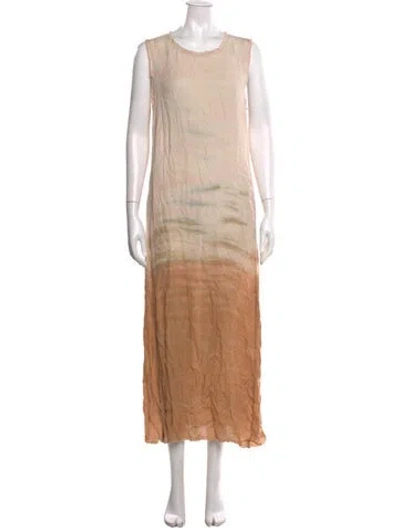 Pre-owned Raquel Allegra Silk Long Dress In Neutrals