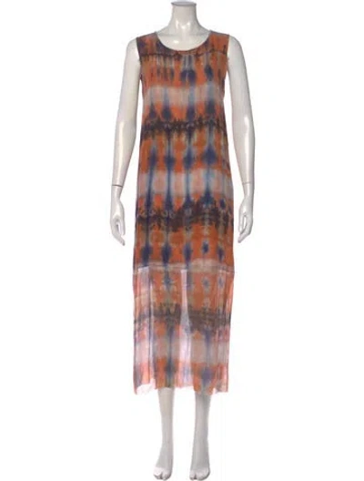Pre-owned Raquel Allegra Silk Long Dress In Orange