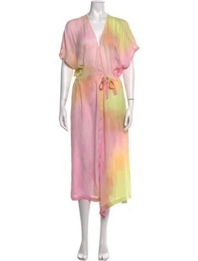 Pre-owned Raquel Allegra Silk Long Dress In Pink