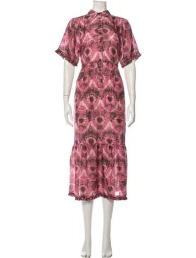 Pre-owned Raquel Allegra Silk Long Dress In Pink