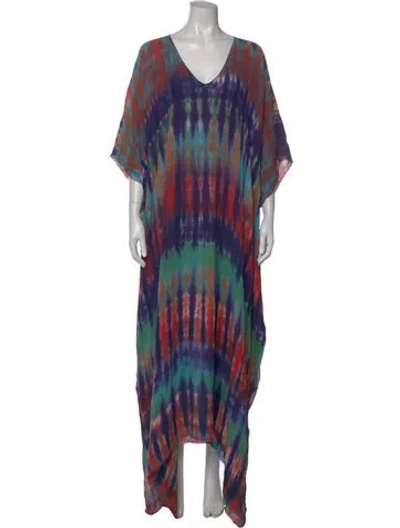 Pre-owned Raquel Allegra Silk Long Dress In Purple