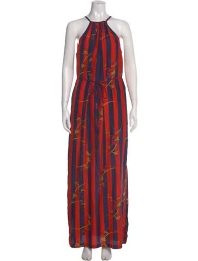 Pre-owned Raquel Allegra Silk Long Dress In Red