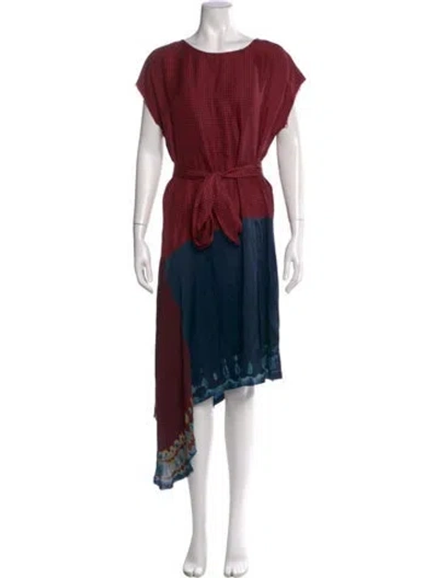 Pre-owned Raquel Allegra Silk Long Dress In Red