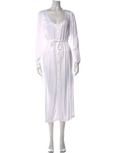 Pre-owned Raquel Allegra Silk Long Dress In White