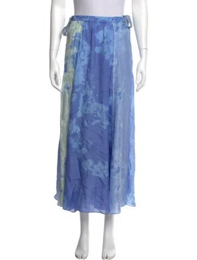 Pre-owned Raquel Allegra Silk Long Skirt W/ Tags In Blue