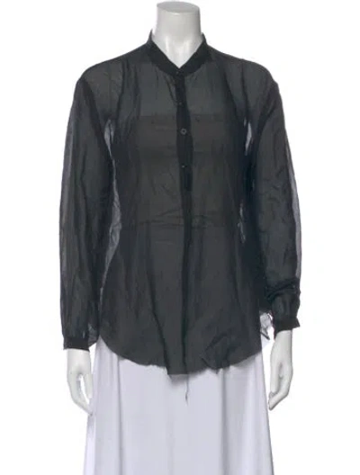Pre-owned Raquel Allegra Silk Long Sleeve Blouse In Black