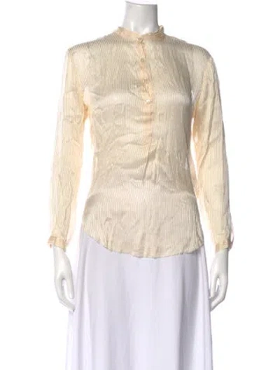Pre-owned Raquel Allegra Silk Long Sleeve Blouse In Neutral