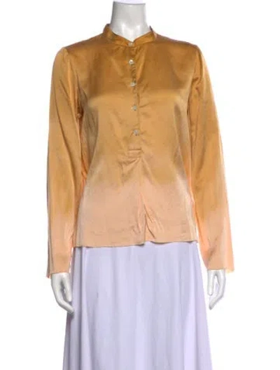 Pre-owned Raquel Allegra Silk Long Sleeve Blouse In Neutral